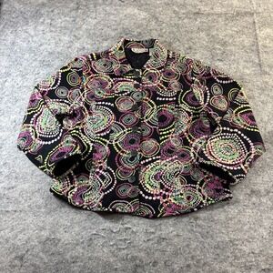 VTG Lifestyle Geometric Jacket Women's Large Boho Applique Artsy Cottage